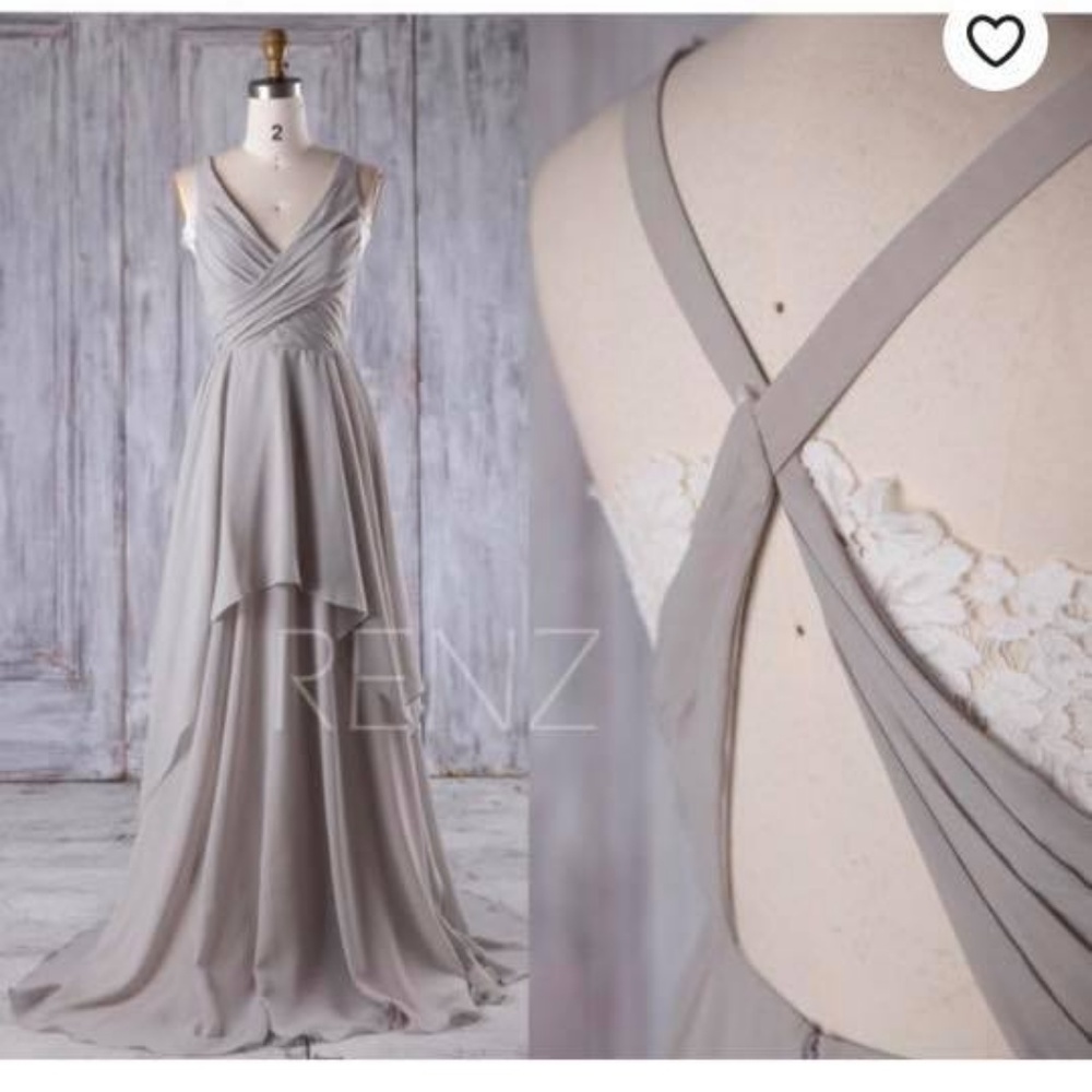 Formal/Bridesmaid dress - Gray and white lace